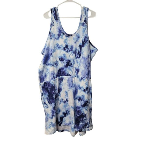 Old Navy Romper Thick Sleeveless Tank Shorts Womens Plus 4X Blue Tie Dye Romper - Picture 2 of 6